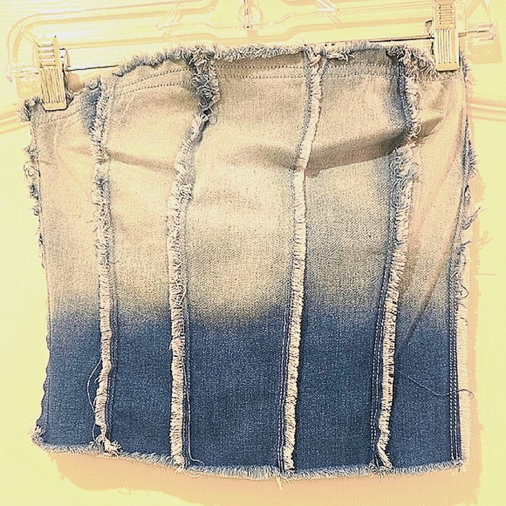 Fashion Nova Denim Bustier with Lace-up Back